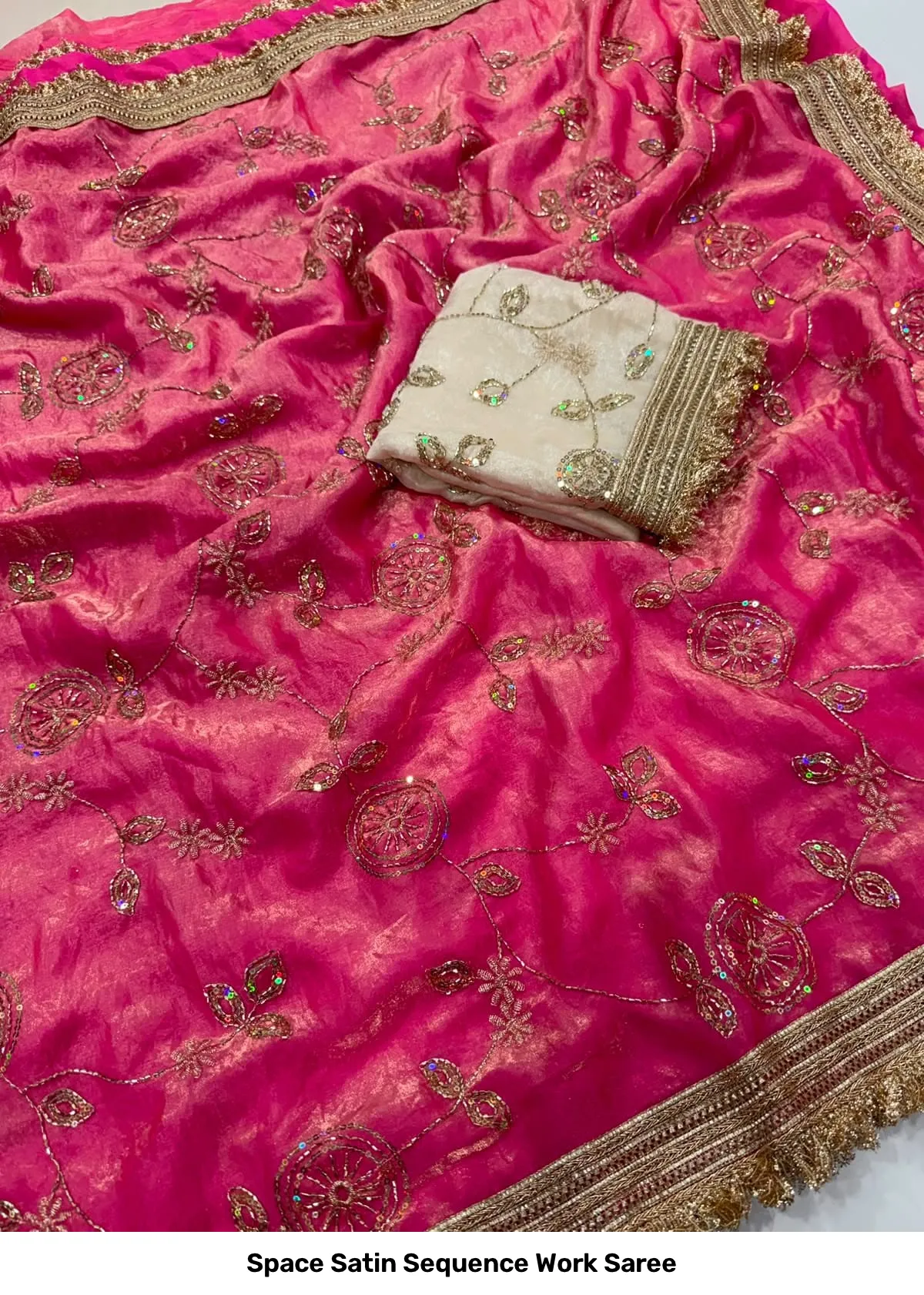 Space Satin Sequence Work Saree 12