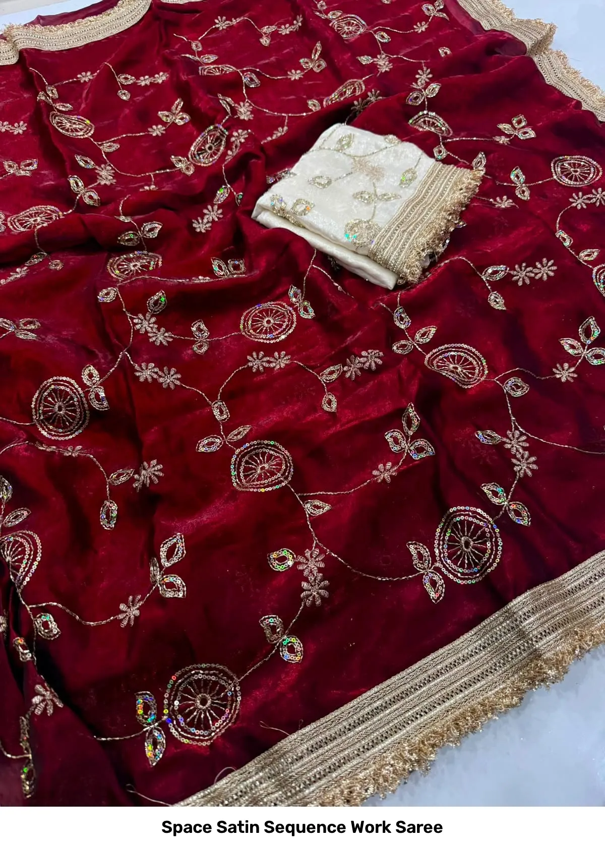Space Satin Sequence Work Saree 2