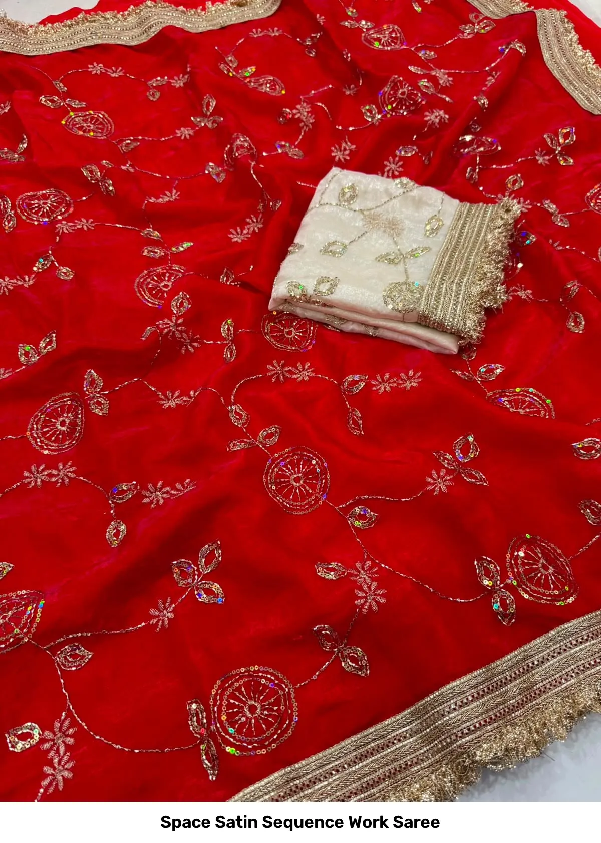 Space Satin Sequence Work Saree 9