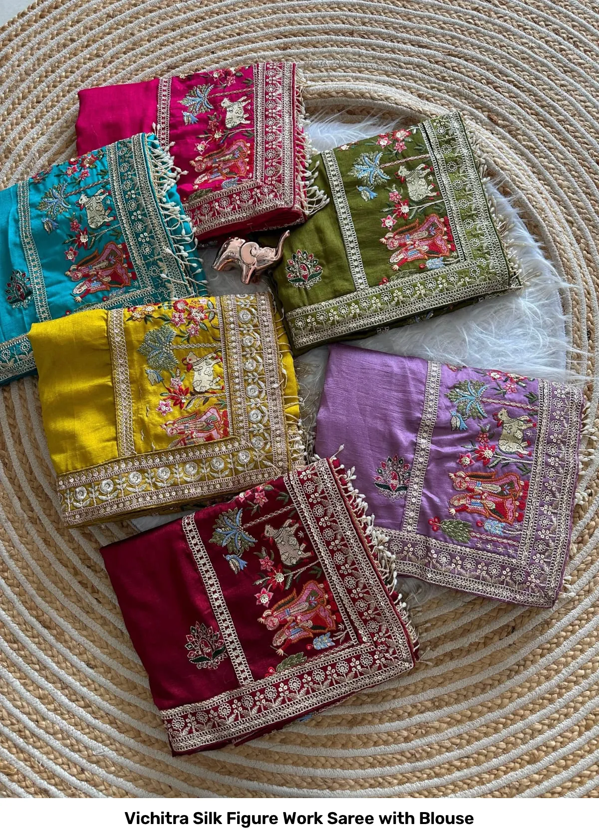 Vichitra Silk Figure Work Saree with Blouse 15