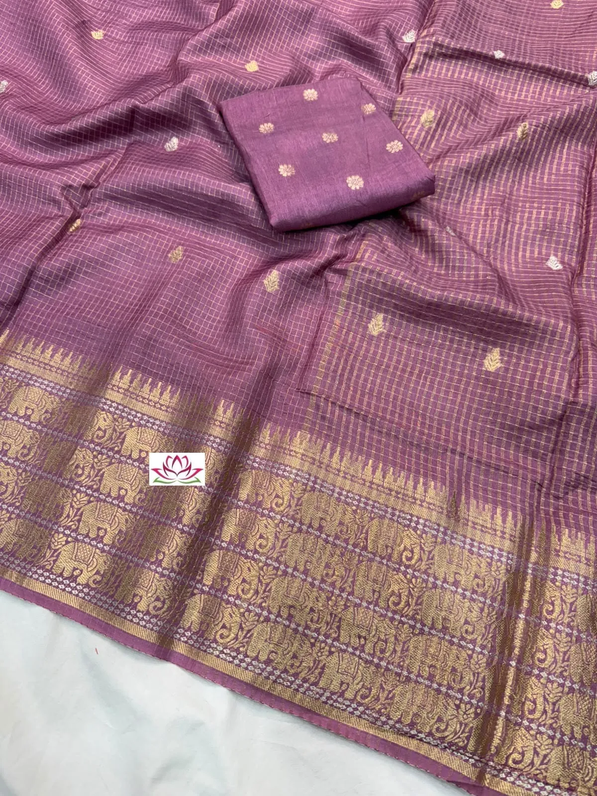 Viscose Checked Weaving Saree