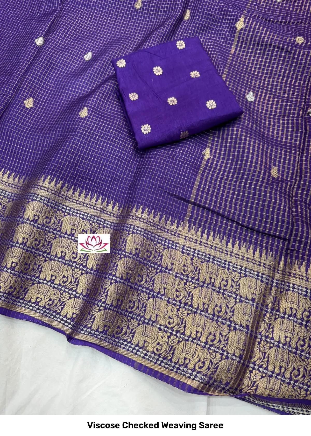 Viscose Checked Weaving Saree 2