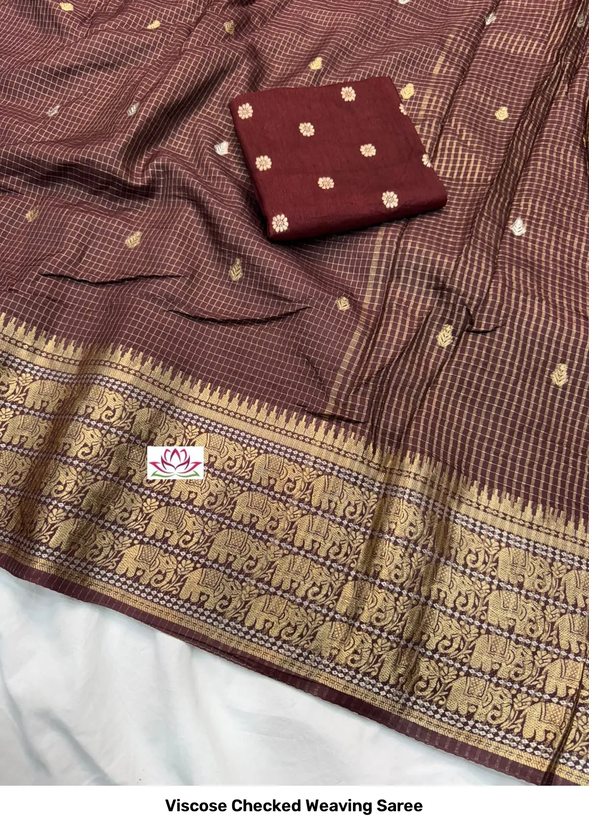 Viscose Checked Weaving Saree 3