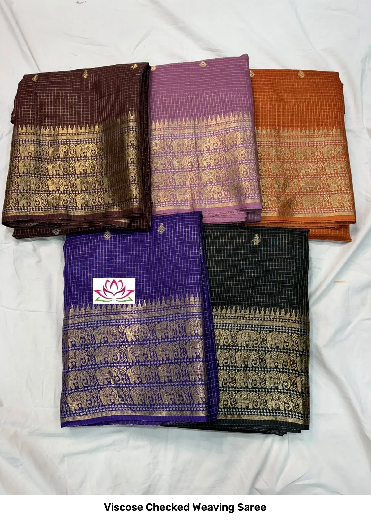 Viscose Checked Weaving Saree 4