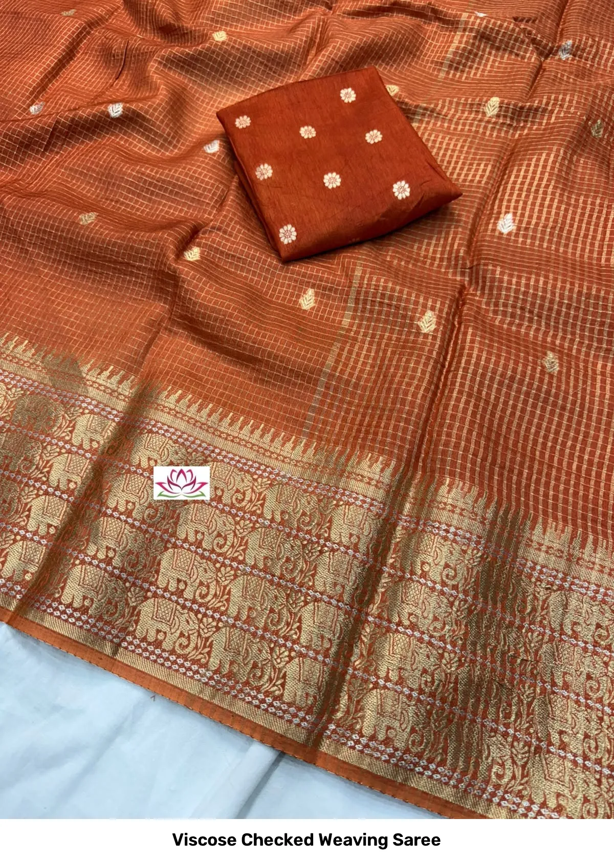 Viscose Checked Weaving Saree 5