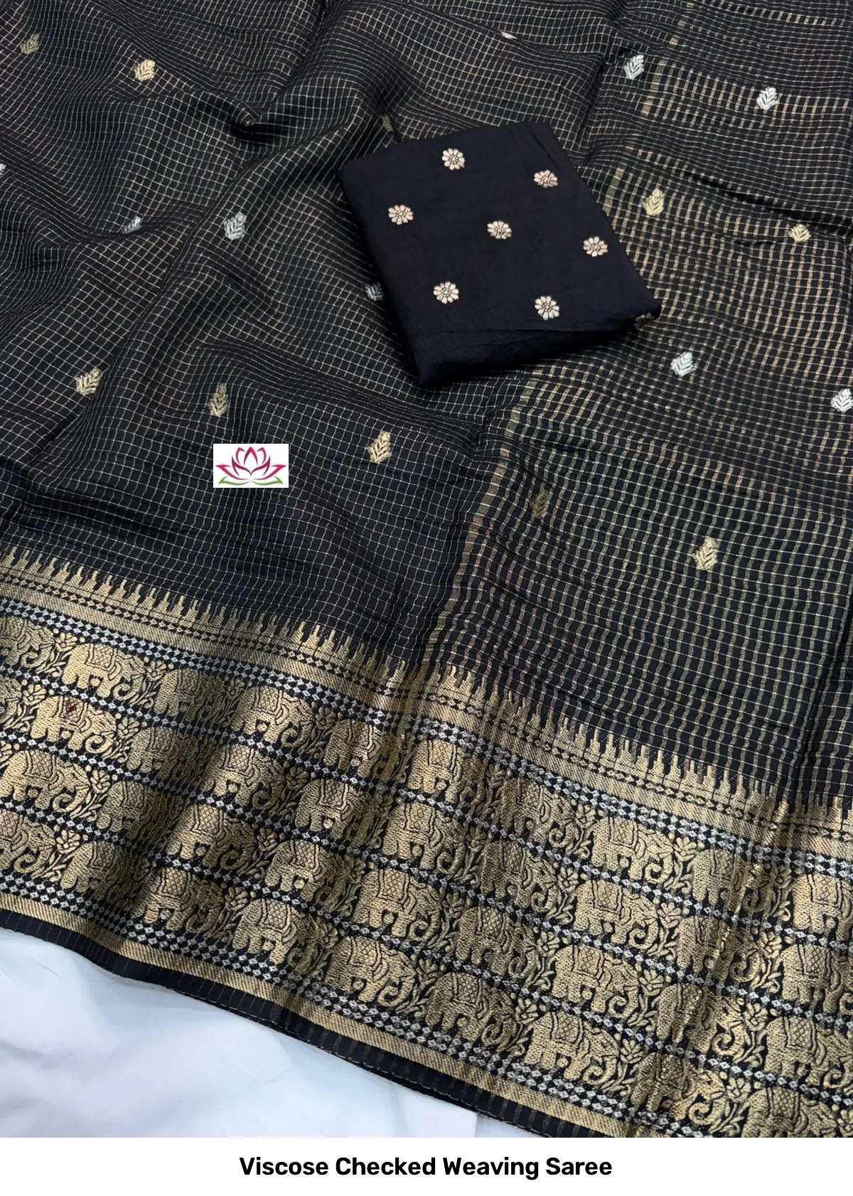 Viscose Checked Weaving Saree 6