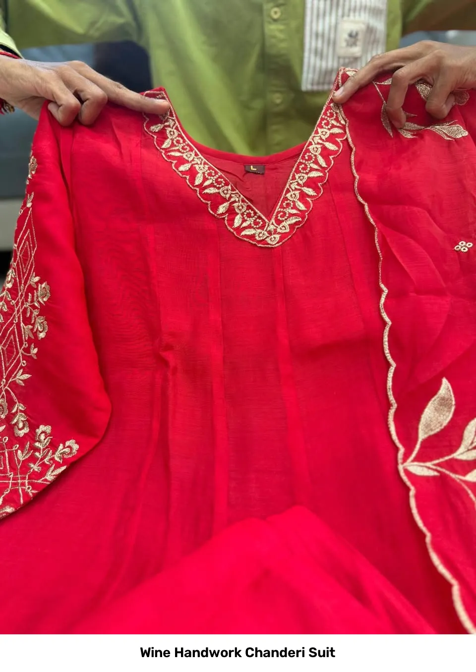 Wine Handwork Chanderi Suit 3
