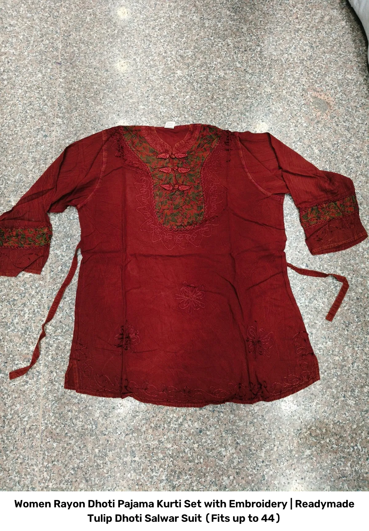 Women Rayon Dhoti Pajama Kurti Set with Embroidery | Readymade Tulip Dhoti Salwar Suit (Fits up to 44) 4
