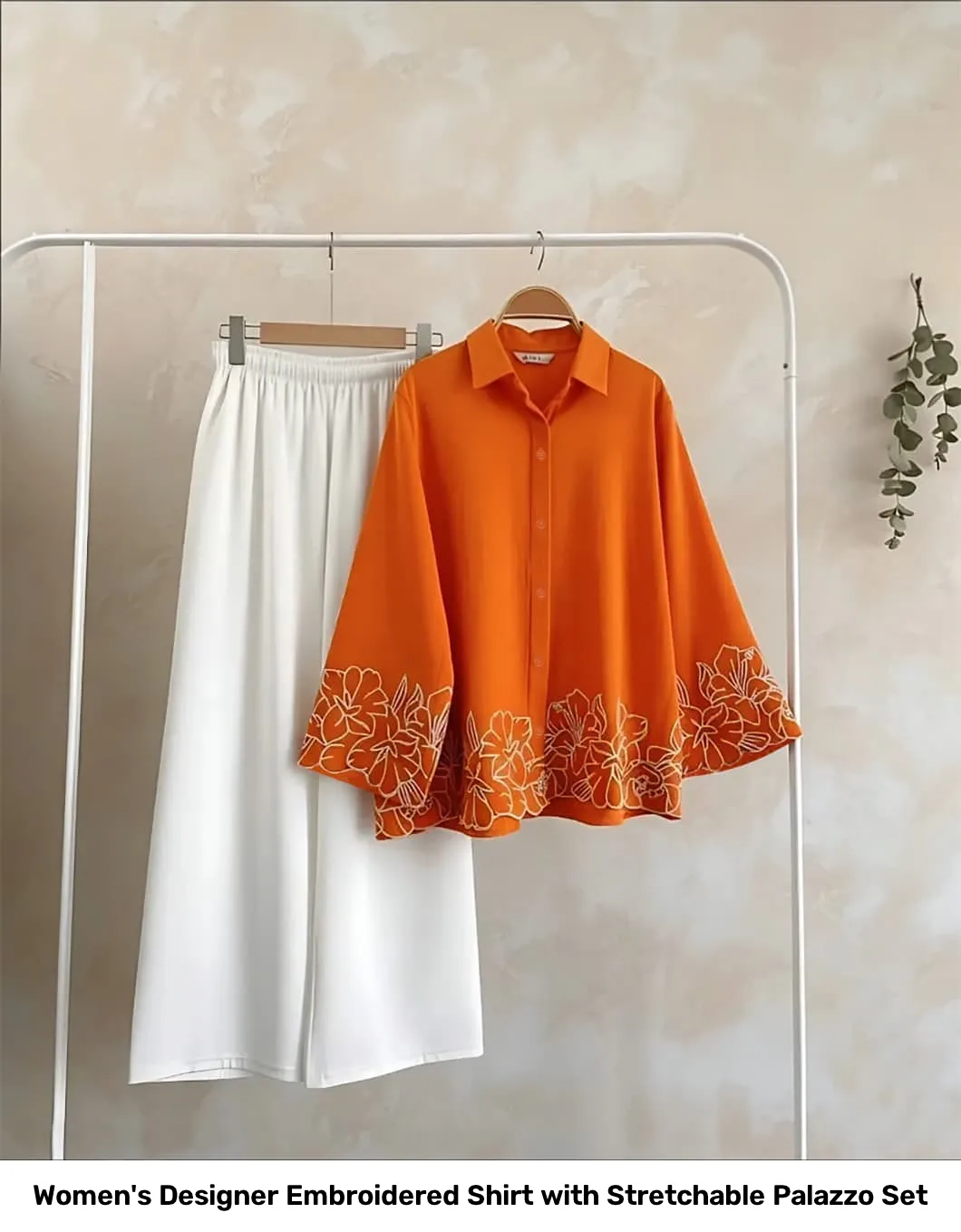 Women's Designer Embroidered Shirt with Stretchable Palazzo Set 10