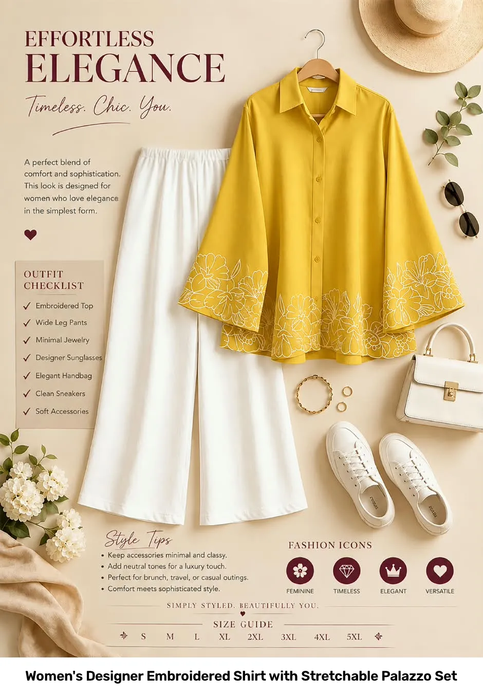 Women's Designer Embroidered Shirt with Stretchable Palazzo Set 12