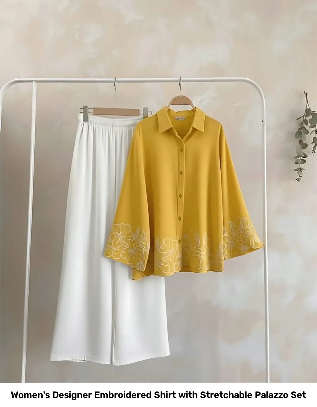 Women's Designer Embroidered Shirt with Stretchable Palazzo Set 14