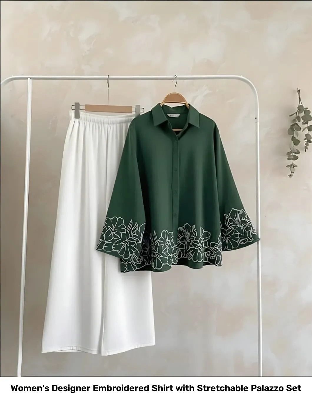 Women's Designer Embroidered Shirt with Stretchable Palazzo Set 15