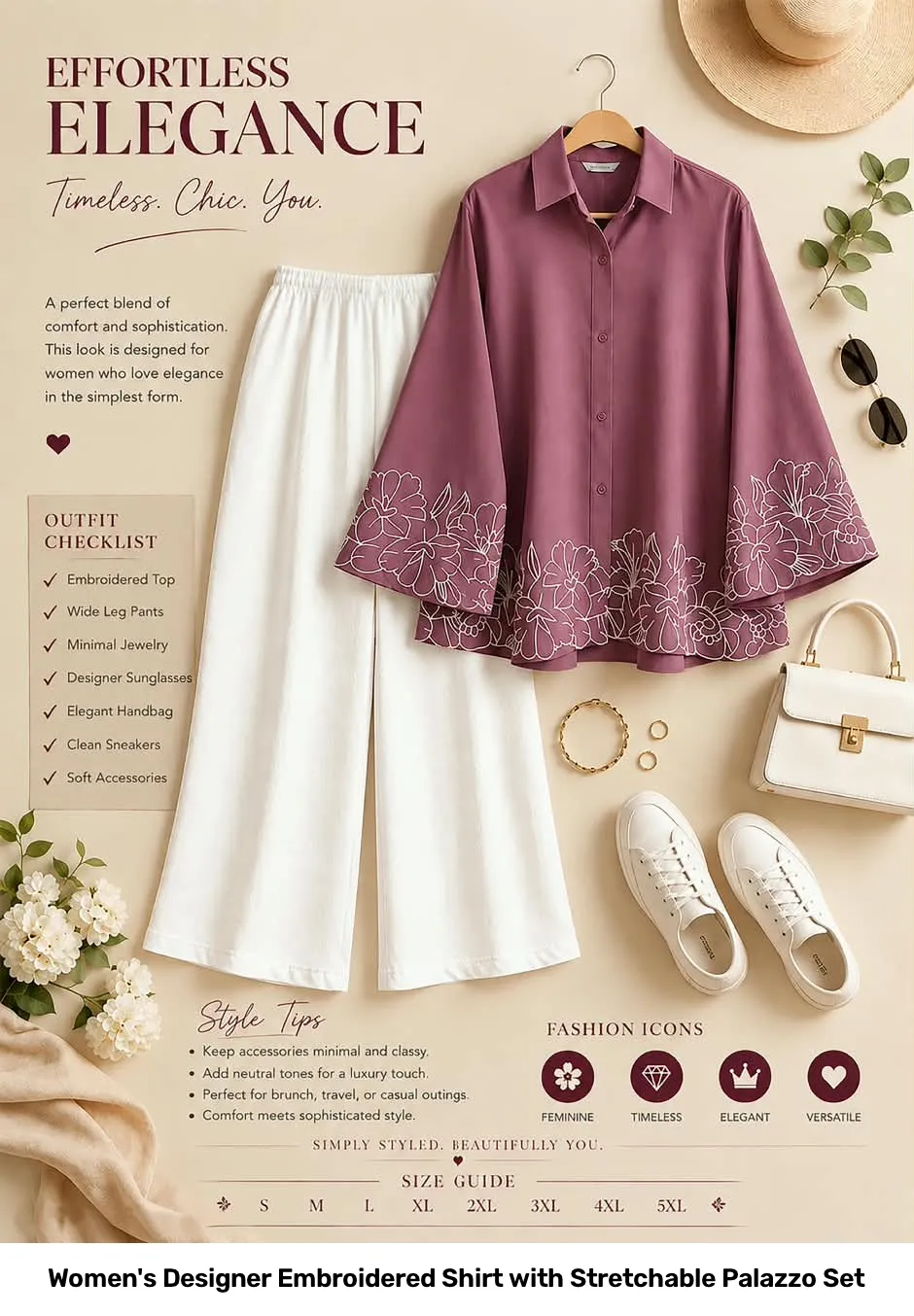 Women's Designer Embroidered Shirt with Stretchable Palazzo Set 17