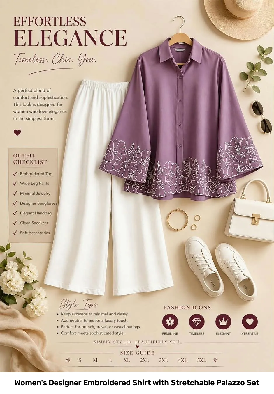 Women's Designer Embroidered Shirt with Stretchable Palazzo Set 19