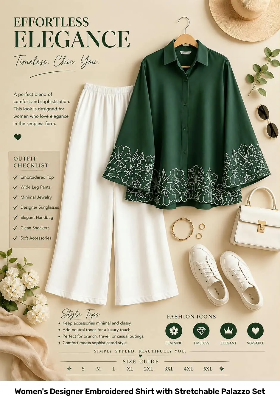 Women's Designer Embroidered Shirt with Stretchable Palazzo Set 20