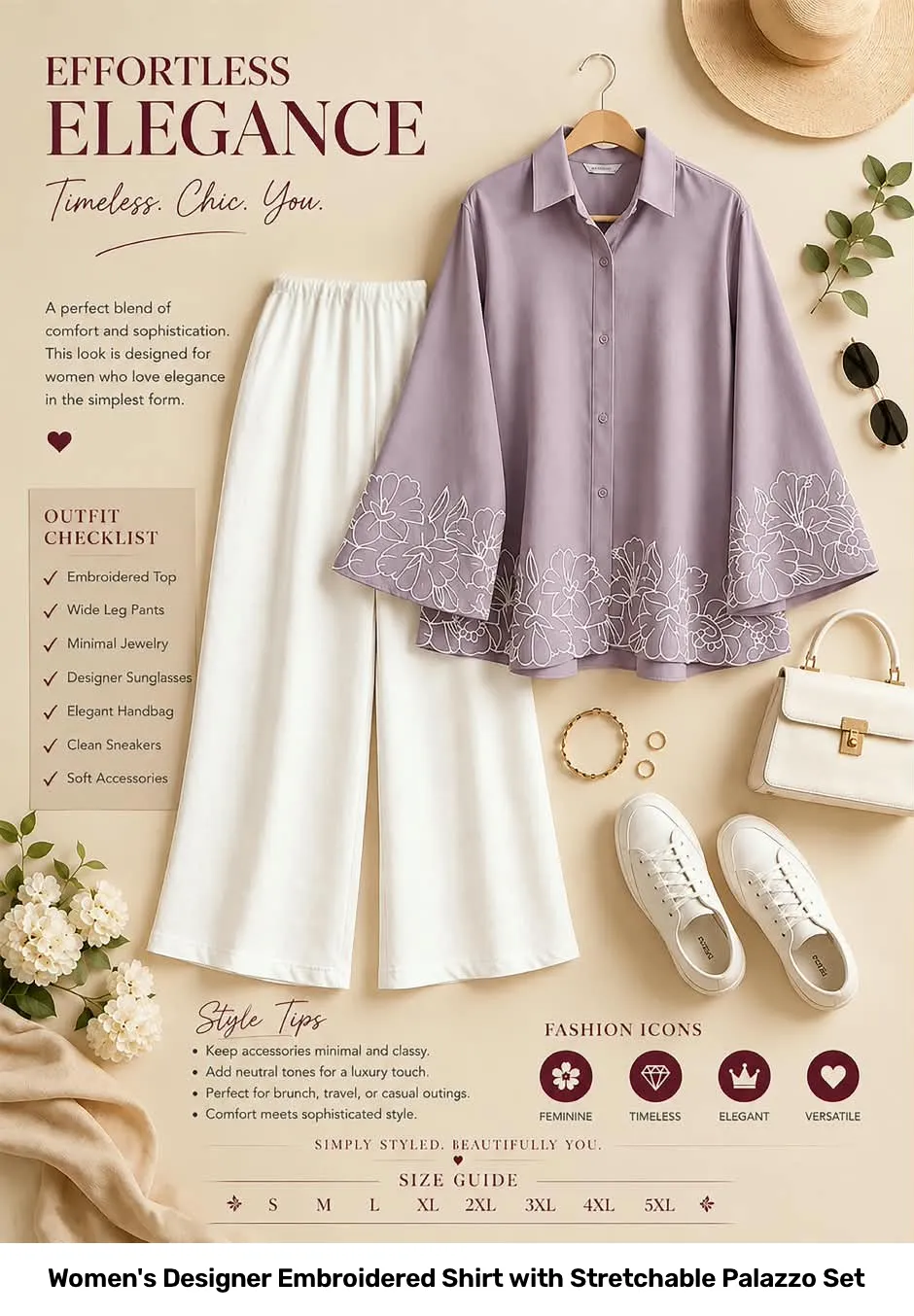 Women's Designer Embroidered Shirt with Stretchable Palazzo Set 4