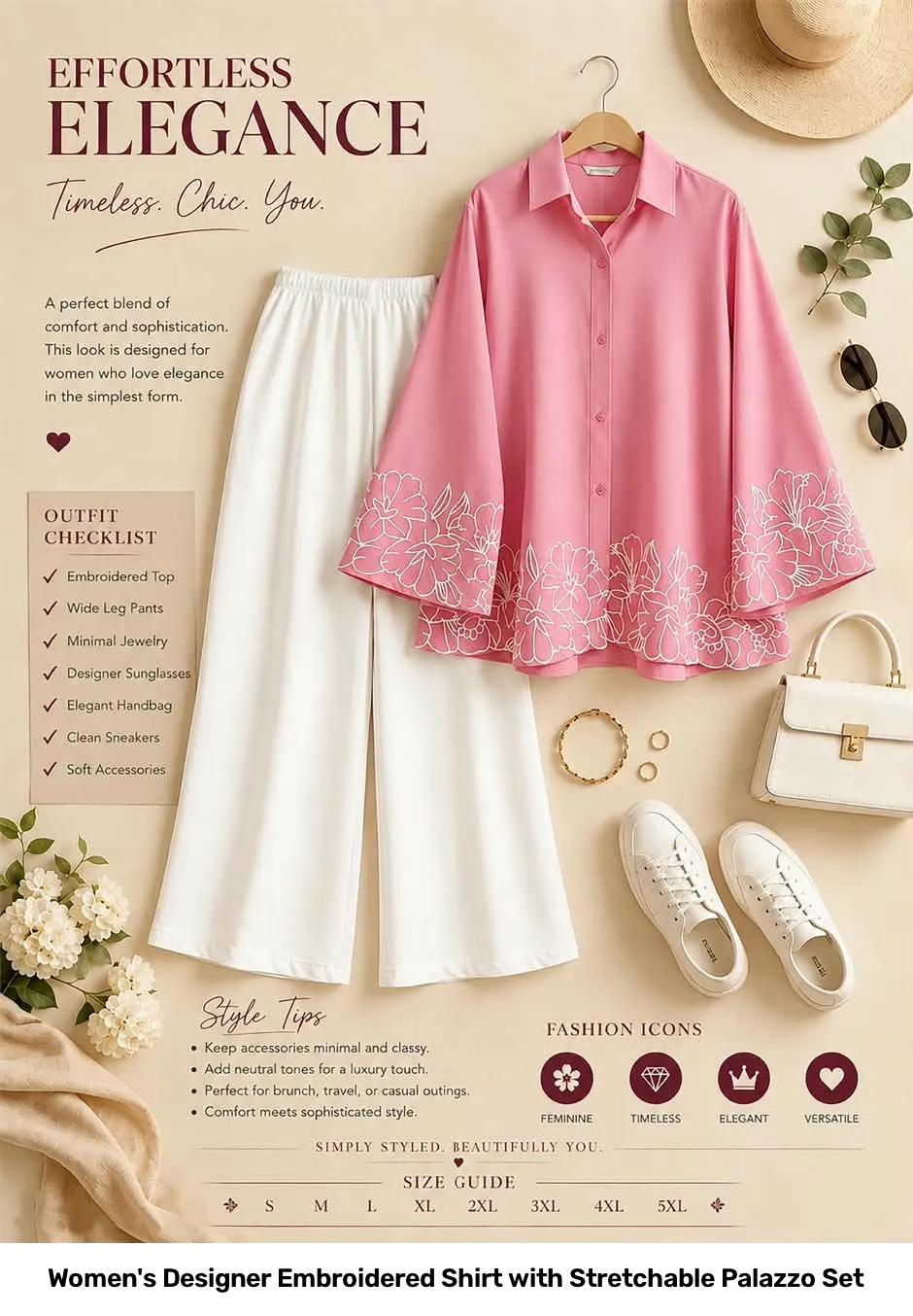 Women's Designer Embroidered Shirt with Stretchable Palazzo Set 6