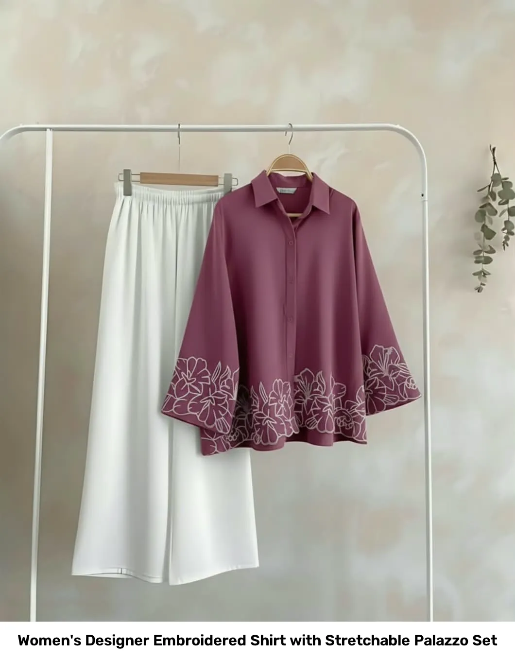 Women's Designer Embroidered Shirt with Stretchable Palazzo Set 9